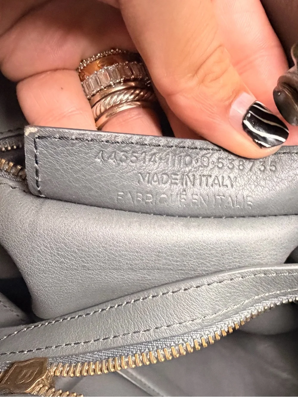 BALENCIAGA Veau Soyeux Perforated Blackout Hardware City Gris Fossile